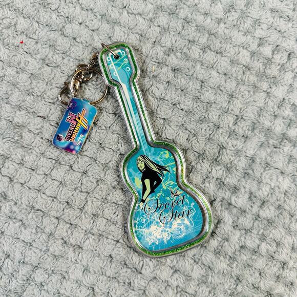 Vintage y2k Hannah Montana Guitar Plastic Keychain Bag Charm Secret Star Blue - Picture 1 of 3